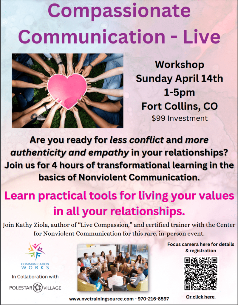 Compassionate Communication Workshop - April 16th, 1-5PM at Unity of Fort Collins